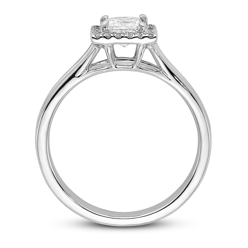 Main Image 3 of Diamond Engagement Ring 1/2 ct tw Princess/Round 14K White Gold