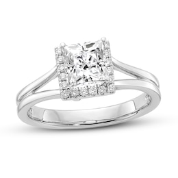 Diamond Solitaire Engagement Ring 7/8 ct tw Princess 14K White Gold