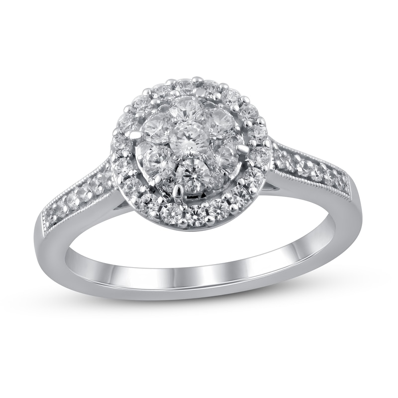 Diamond Engagement Ring 5/8 ct tw Round 14K White Gold