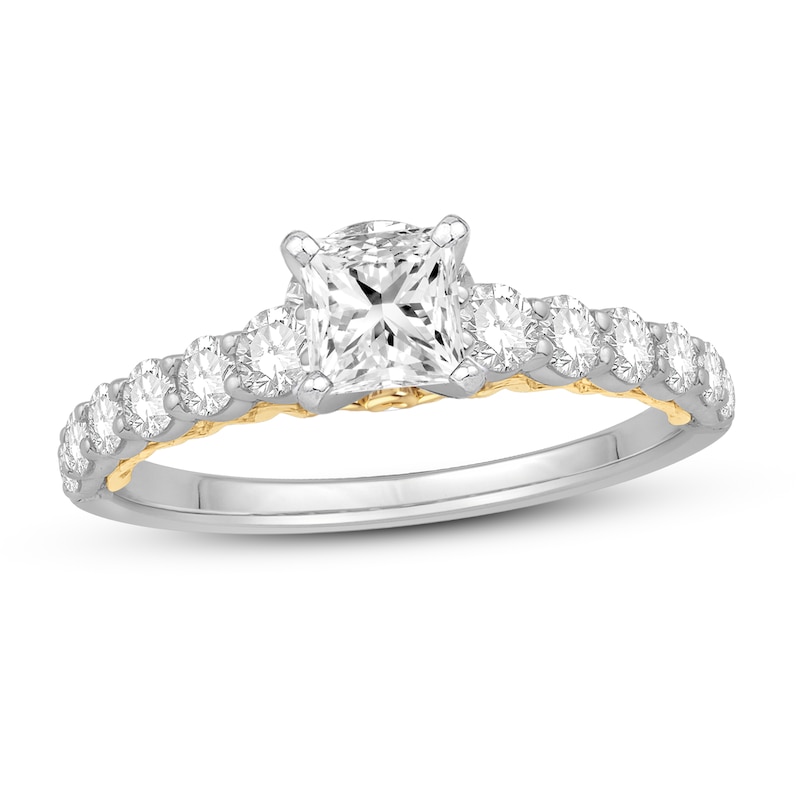 Diamond Engagement Ring 1-3/8 ct tw Princess 14K Two-Tone Gold