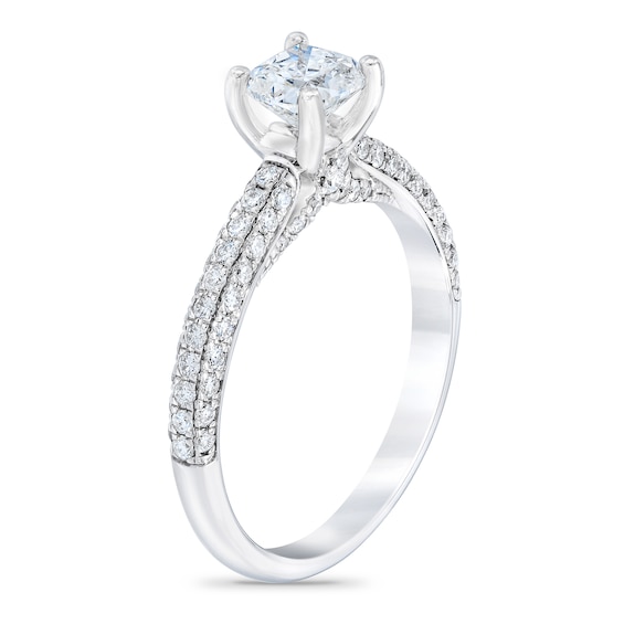 Royal Asscher Blance Diamond Engagement Ring 1 ct tw Cushion/Round 14K ...
