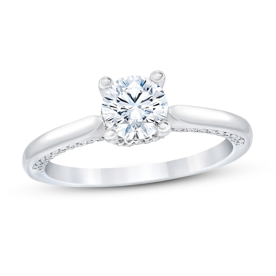 Royal Asscher Maxima Diamond Engagement Ring 1-1/5 ct tw Round 14K ...