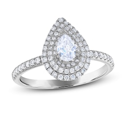 Diamond Engagement Ring 3/4 ct tw Round/Pear-shaped 14K White Gold