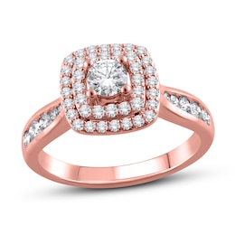 Diamond Engagement Ring 7/8 ct tw Round 14K Rose Gold