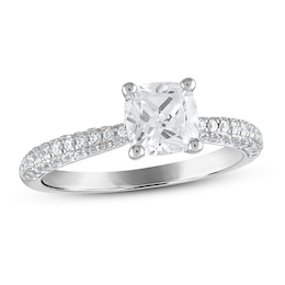 Diamond Engagement Ring 1-3/8 ct tw Cushion/Round 14K White Gold