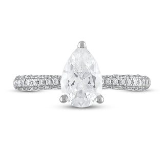 Diamond Engagement Ring 1-3/8 ct tw Pear-shaped/Round 14K White Gold ...