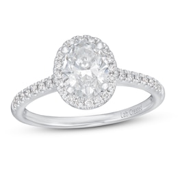 Lab-Created Diamond Engagement Ring 1-1/4 ct tw Oval/Round 14K White Gold