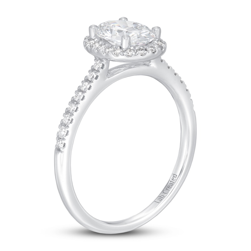 Main Image 2 of Lab-Created Diamond Engagement Ring 1-1/4 ct tw Oval/Round 14K White Gold