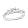 Thumbnail Image 1 of Diamond 3-Stone Ring 3/4 ct tw Princess/Round 14K White Gold