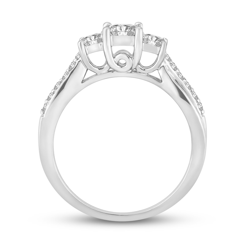 Main Image 3 of Diamond 3-Stone Ring 3/4 ct tw Princess/Round 14K White Gold