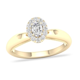 Diamond Ring 1/2 ct tw Oval/Round-cut 14K Yellow Gold