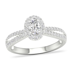 Diamond Engagement Ring 3/4 ct tw Oval/Round-cut 14K White Gold