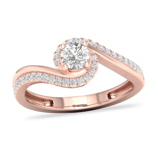 ROF103-Flower diamond engagement ring - Rose gold - Olivacom