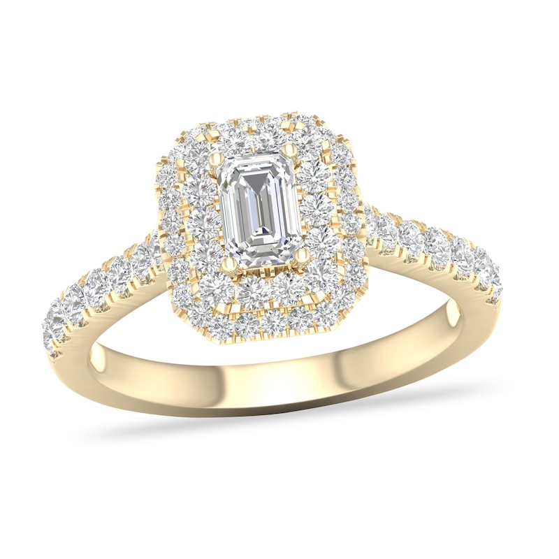 Diamond Ring 1 ct tw Emerald/Round-cut 14K Yellow Gold | Jared