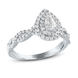 Diamond Engagement Ring 5/8 ct tw Pear-shaped/Round 14K White Gold