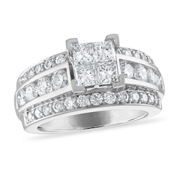 Diamond Engagement Ring 2-5/8 ct tw Princess/Round 14K White Gold