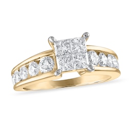 Diamond Engagement Ring 1-7/8 ct tw Princess/Round 14K Yellow Gold