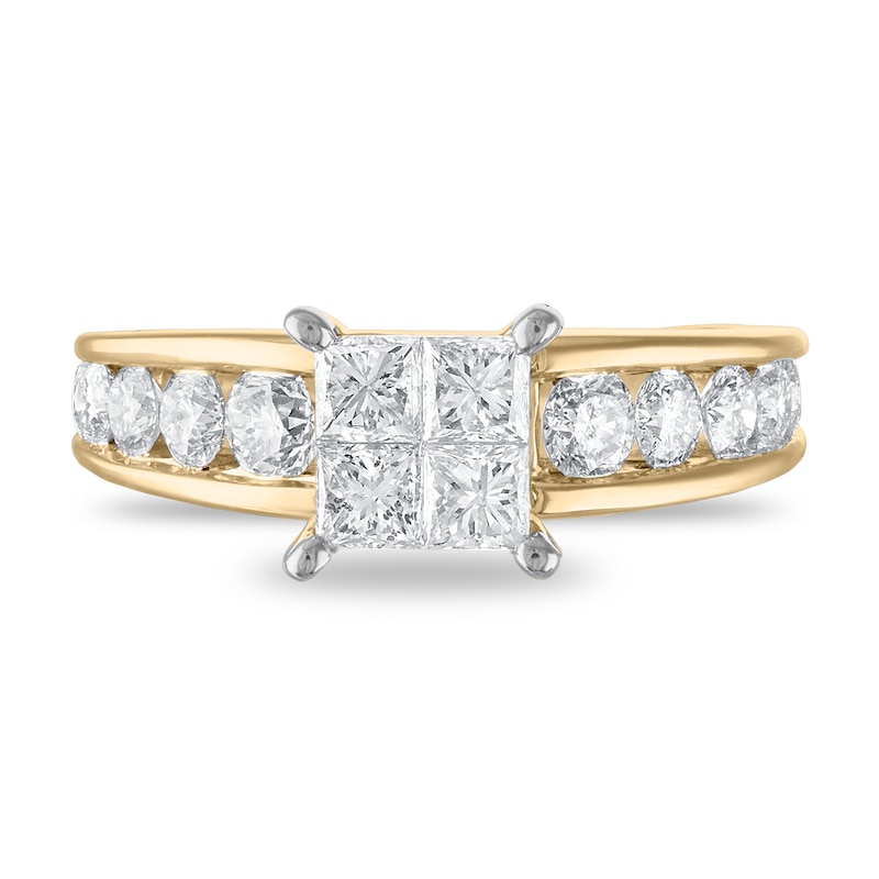 Main Image 2 of Diamond Engagement Ring 1-7/8 ct tw Princess/Round 14K Yellow Gold