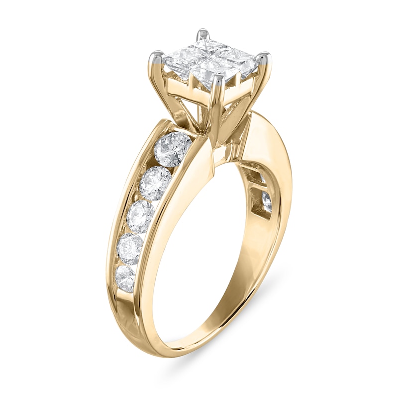 Main Image 3 of Diamond Engagement Ring 1-7/8 ct tw Princess/Round 14K Yellow Gold