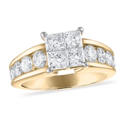 Diamond Engagement Ring 2-1/2 ct tw Princess/Round 14K Yellow Gold