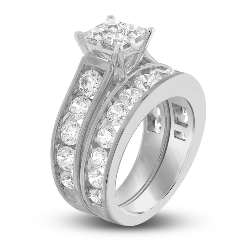 Diamond Bridal Set 4 ct tw Round/Princess 14K White Gold