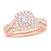 Thumbnail Image 1 of Diamond Bridal Set 1 ct tw Princess/Round-cut 14K Rose Gold