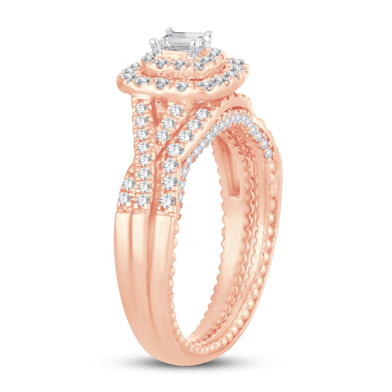 Main Image 2 of Diamond Bridal Set 1 ct tw Princess/Round-cut 14K Rose Gold