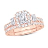 Thumbnail Image 1 of Diamond Bridal Set 1-1/2 ct tw Emerald/Round-cut 14K Rose Gold