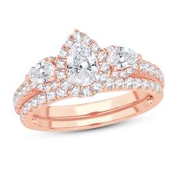 Diamond Bridal Set 2 ct tw Pear-shaped/Round-cut 14K Rose Gold