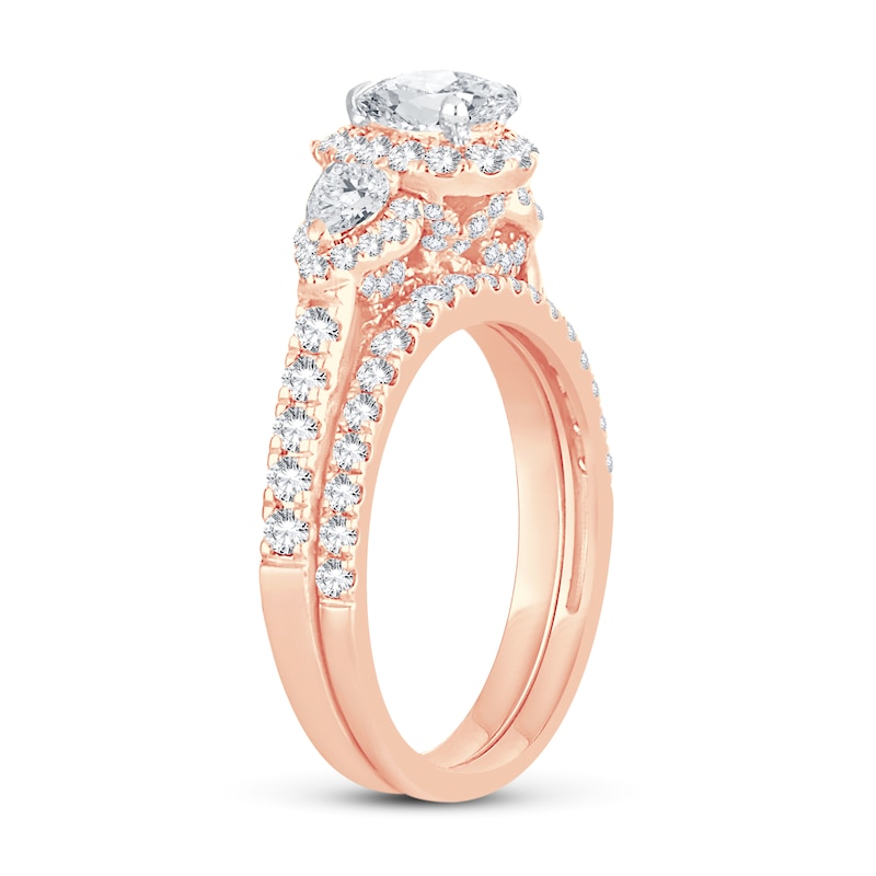 Diamond Bridal Set 2 ct tw Pear-shaped/Round-cut 14K Rose Gold