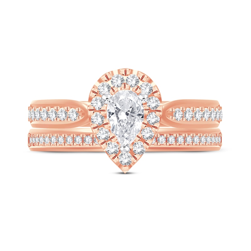 Main Image 3 of Diamond Bridal Set 1ct tw Pear-shaped/Round-cut 14K Rose Gold