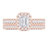 Thumbnail Image 3 of Diamond Bridal Set 1 ct tw Emerald/Round-cut 14K Rose Gold