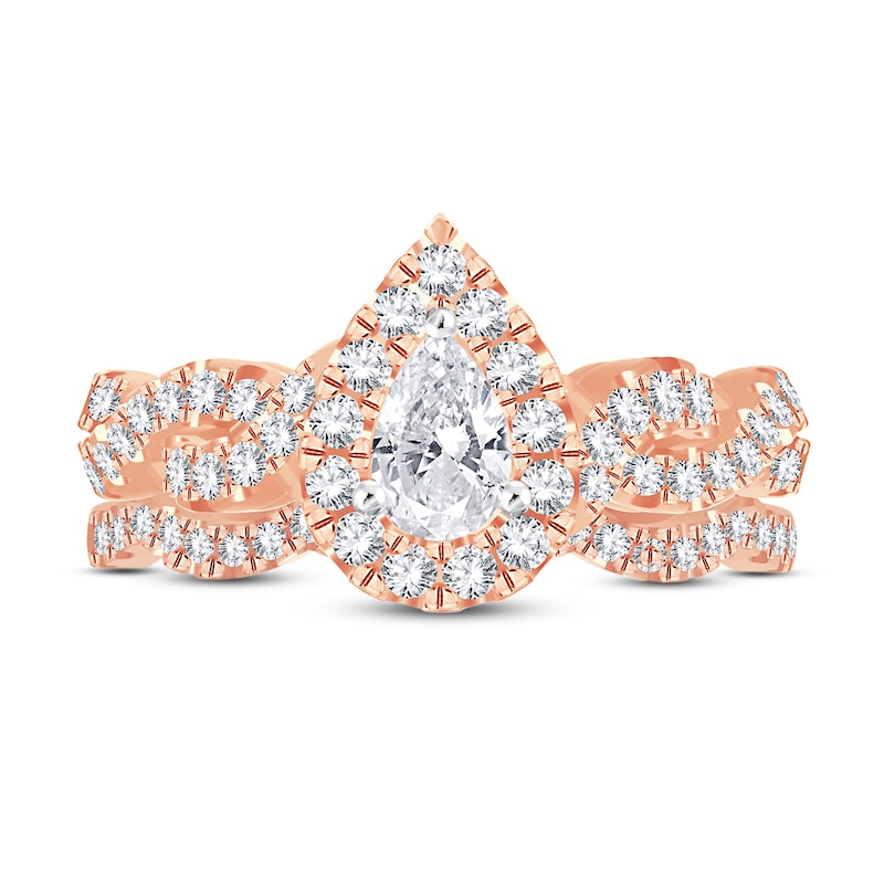 Main Image 3 of Diamond Bridal Set 1 ct tw Pear-shaped/Round-cut 14K Rose Gold