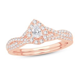 Diamond Bridal Set 1/2 ct tw Pear-shaped/Round-cut 14K Rose Gold