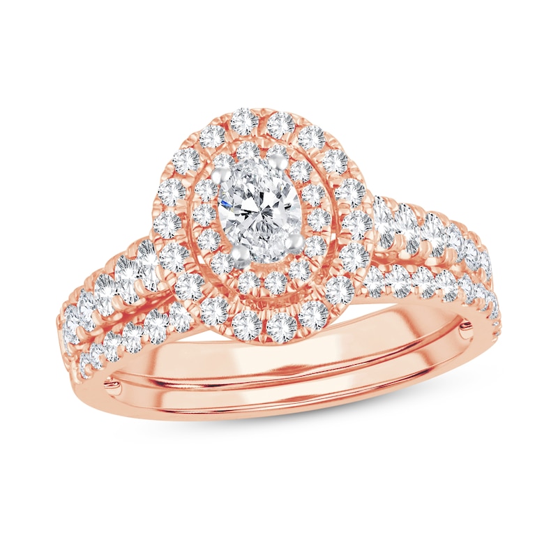 Diamond Bridal Set 1-1/5 ct tw Oval/Round-cut 14K Rose Gold | Jared