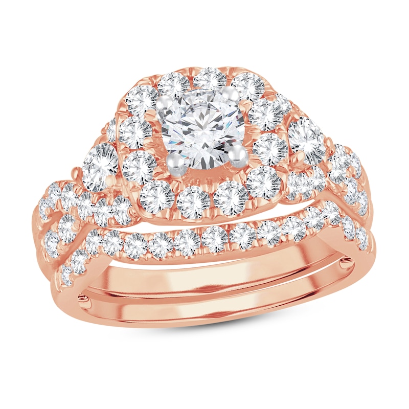 Main Image 1 of Diamond Bridal Set 2 ct tw Round-cut 14K Rose Gold