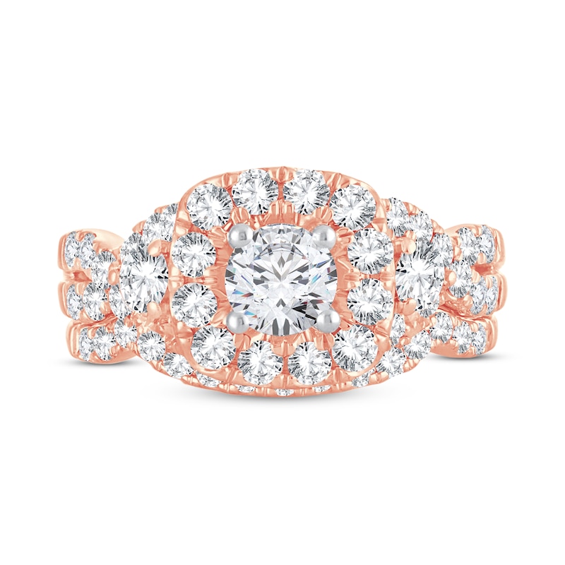 Main Image 3 of Diamond Bridal Set 2 ct tw Round-cut 14K Rose Gold