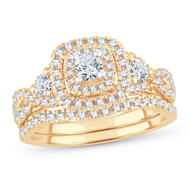 Diamond Bridal Set 1 ct tw Round-cut 14K Yellow Gold