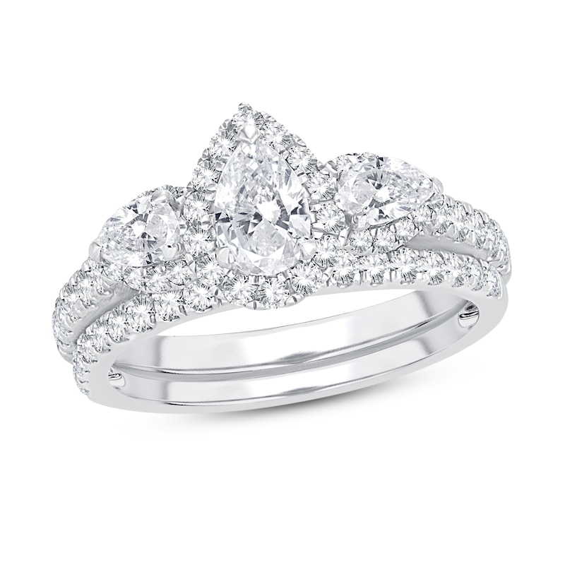 Diamond Bridal Set 2 ct tw Pear-shaped/Round-cut 14K White Gold