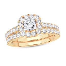 Diamond Bridal Set 1-1/2 ct tw Round-cut 14K Yellow Gold