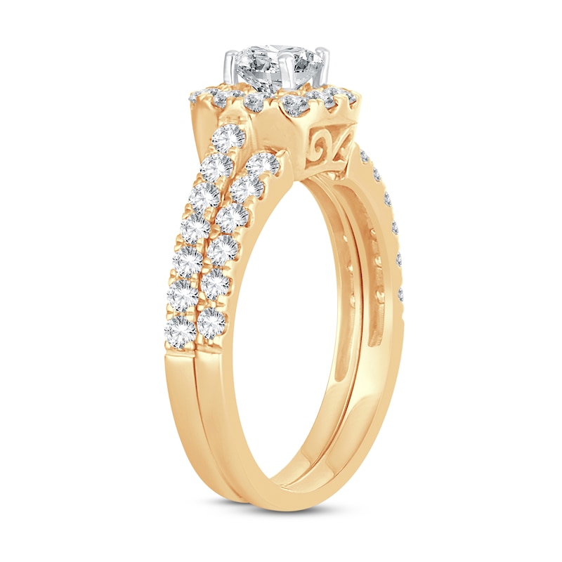 Main Image 2 of Diamond Bridal Set 1-1/2 ct tw Round-cut 14K Yellow Gold