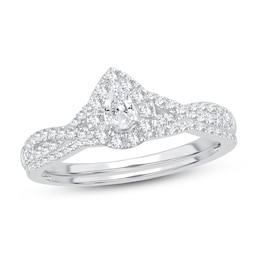 Diamond Bridal Set 1/2 ct tw Pear-shapedRound-cut 14K White Gold