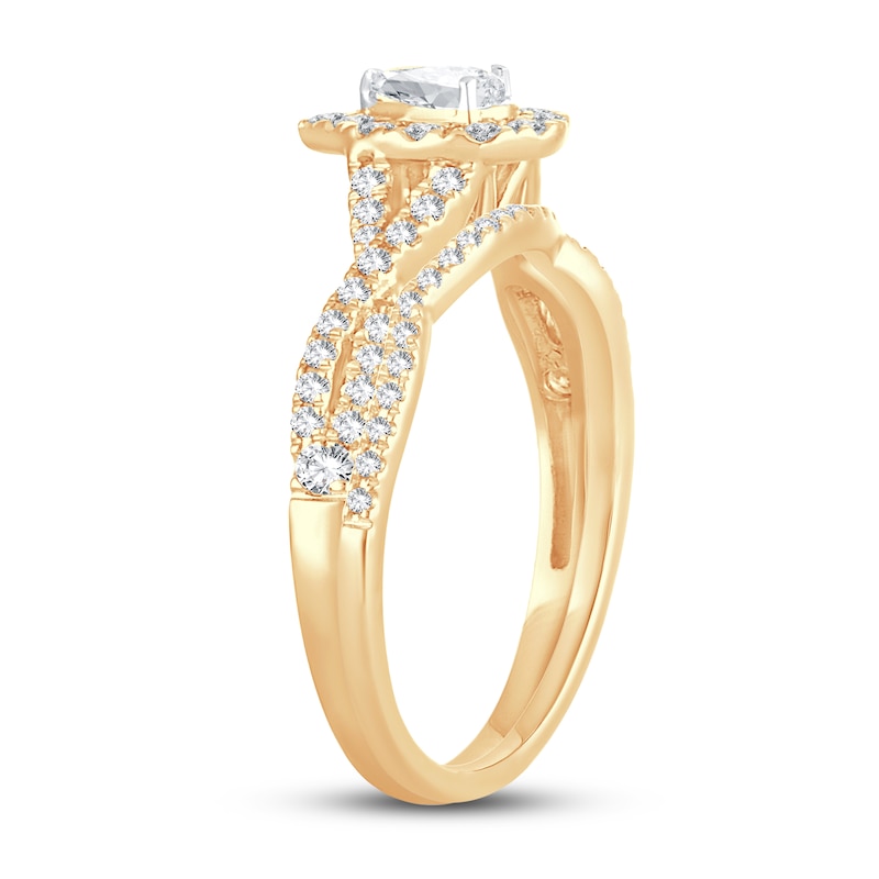 Main Image 2 of Diamond Bridal Set 1/2 ct tw Pear-shaped/Round-cut 14K Yellow Gold