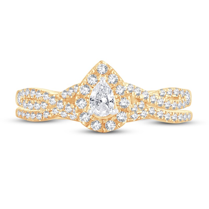 Main Image 3 of Diamond Bridal Set 1/2 ct tw Pear-shaped/Round-cut 14K Yellow Gold