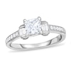 Thumbnail Image 1 of Diamond Engagement Ring 1-1/4 ct tw Princess/Round 14K White Gold