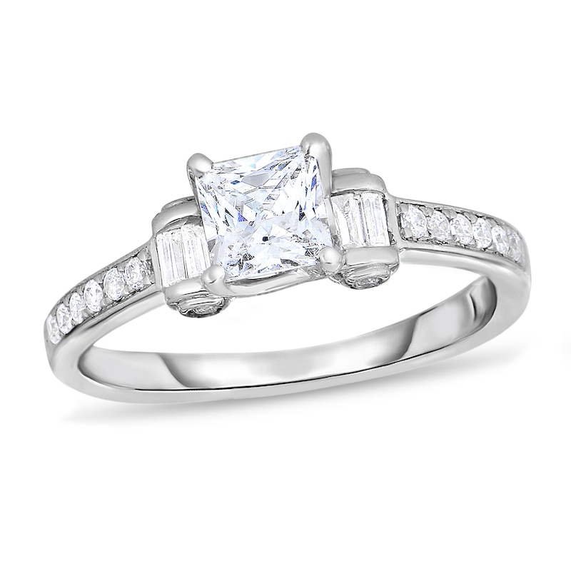 Main Image 1 of Diamond Engagement Ring 1-1/4 ct tw Princess/Round 14K White Gold