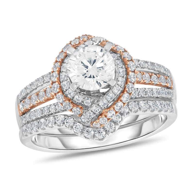 Main Image 1 of Diamond Bridal Set 1-1/2 ct tw Round 14K Two-Tone Gold