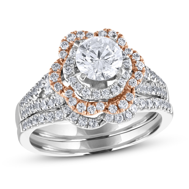 Main Image 1 of Diamond Bridal Set 7/8 ct tw Round 14K Two-Tone Gold