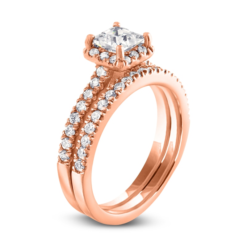 Main Image 2 of Diamond Bridal Set 1-5/8 ct tw Princess/Round 14K Rose Gold