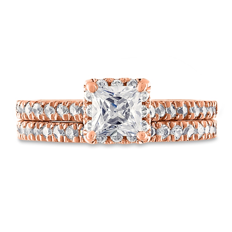 Main Image 3 of Diamond Bridal Set 1-5/8 ct tw Princess/Round 14K Rose Gold